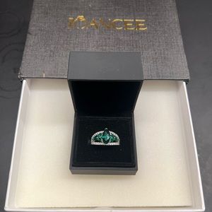 Joancee Vintage Marquise Cut Emerald 925 Sterling Silver Engagement Ring